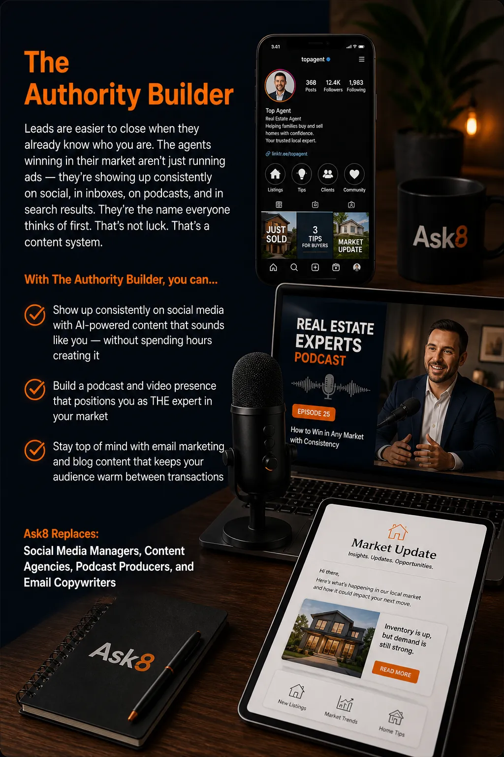 The Authority Builder, content marketing system for social, video, podcast, and email by Ask8